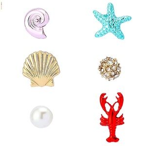 Betsey Johnson Mermaid Jewels Stud Earring Set New